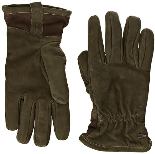 camel active Herren authentischer Lederhandschuh Fäustlinge, Dunkelgrün, M