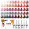 Vishine 48 Flaçons Soak Off UV LED Gel Rose Rouge Nude Brun Rouge 45 Couleurs avec Base Top Coat Vernis Gel Semi-Permanent Vernis à Ongles Naturel Gel Manucure Nail Polish pour Nail Art 8ml