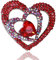 Broche en Forme de Coeur Rouge Strass incrusté Broche Coeur Broche Bling Cristal Broche Femmes vêtements Accessoire