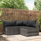 Hommdiy Gartenmöbel Sofa-Set Ecksofa 3 TLG. Garten Lounge Set mit Kissen Grau Poly Rattan, Garten-Ecksofas-14