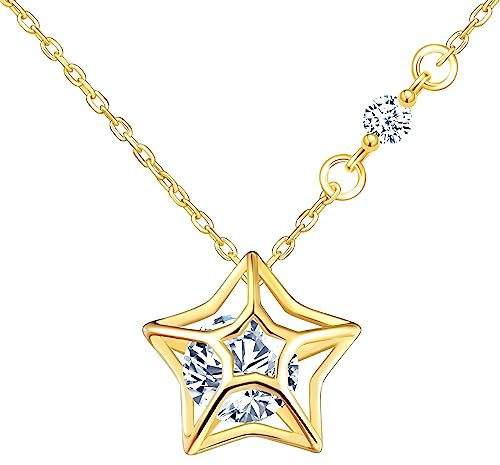 Yumilok Kette Damen Halskette Collier 925 Sterling Silber Zirkonia Sterne mit Anhänger für Damen Mädchen