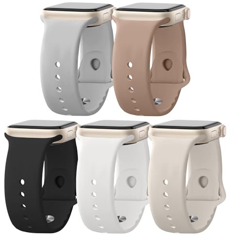 HdanMole 5 Stück Sport Armbänder kompatibel mit Apple Watch Armband 49mm 46mm 45mm 44mm 42mm 41mm 40mm 38mm, Silikon Armband Ersatz für iWatch SE Series 10 9 8 7 6 5 4 3 2 1 Herren Damen