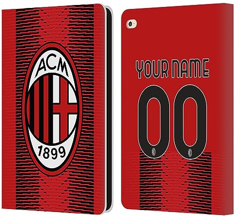 Head Case Designs Licenza Ufficiale Personalizzata Personale AC Milan Home Kit 2023/24 Custodia Portafoglio in Pelle Compatibile con Apple iPad Air 2 (2014)