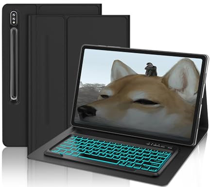 IVEOPPE Tastatur für Samsung Galaxy Tab S10 Ultra 2024, Hülle mit Tastatur Galaxy Tab S10 Ultra/S9 Ultra, Abnehmbarer QWERTZ Layout Beleuchtung für Samsung S9/S10 Ultra 14.6 Zoll, Schwarz