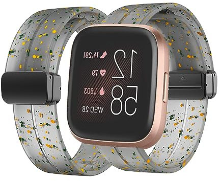 Silikon Armband für Fitbit Versa 2 Magnetisch Armband Ersatzarmband Sport Silikon Weiches Armbänder mit Herren Damen Sportarmband mit Fitbit Versa 2 Ersatzband (13,Versa 2)