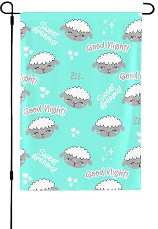 70 x 100 cm, doppelseitig bedruckte Gartenflagge, kleines Lamm, Schaf, blauer Druck, Heimdekoration, Hof, Rasen, hängende Flaggen