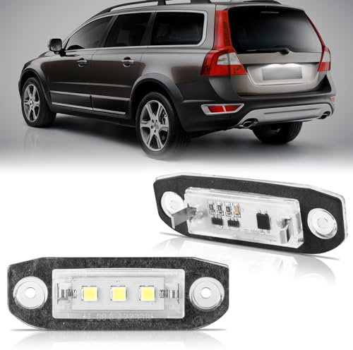 OZ-LAMPE LED Kennzeichenbeleuchtung für VOL-VO V70 S80 XC60 XC70 XC90 V50 S40 C30, Kennzeichen mit CAN-Bus, Nummernschildbeleuchtung LED 2 Stücke 3 * 5050 SMD