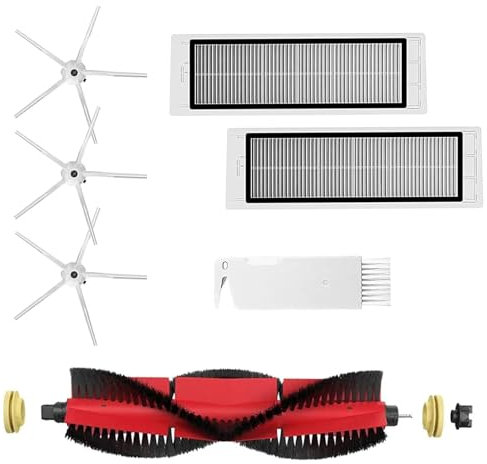 Accessoires de rechange pour aspirateur robot roborock S5 Max/S6 Max/S6 Pure/S6 MaxV/S50/S51/S55/S60/S65/S5/S6, kit d'accessoires contient 1 brosse de tête, 2 filtres HEPA, 3 brosses latérales, 1