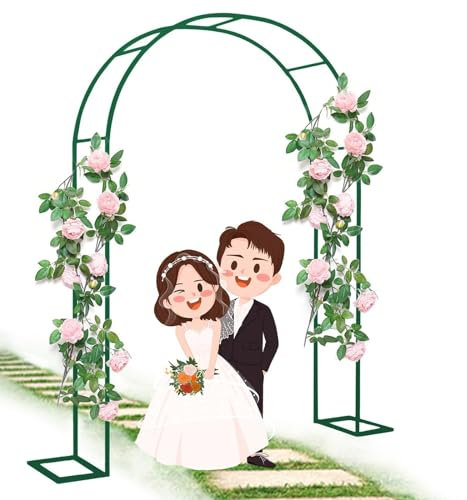 Rosenbogen Für Den Garten, Schwarz/grün/weißer Bogen Rankhilfe, Laubengang Für Hochzeit, Garten, Balkon, Kletterpflanzen, Garten Torbogen(Color:Green,Size:120 * 220cm/47.2 * 86.6in)