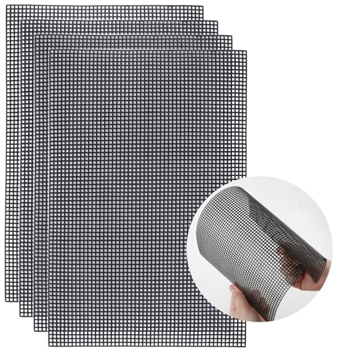 ASTER“ 4 Stück 4-zählige Kunststoff-Mesh-Leinwandbögen zum Sticken, Kunststoff-Nadelspitzen-Leinwand, Fursuit-Augennetz für Bastelarbeiten, Strick- und Häkelprojekte (schwarz, 30 x 20 cm/11,8