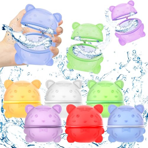 6 Stück Wasserbomben Wiederverwendbar, Selbstschließend Wasserbomben, Wasserbomben Magnetisch, Silikon Wasserballons Spielzeug, Wiederbefüllbare Wasserbomben für Wasserspielzeug Kinder Outdoor(A)