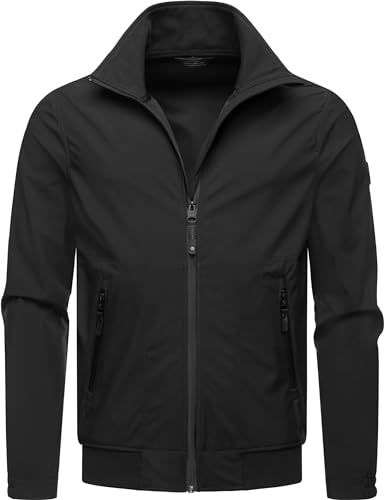 Ragwear leichte Herren Outdoorjacke kurze Übergangsjacke wasserdicht und atmungsaktiv mit Stehkragen und wasserdichten Verschlüssen Collwie YOUMODO Black Gr. L