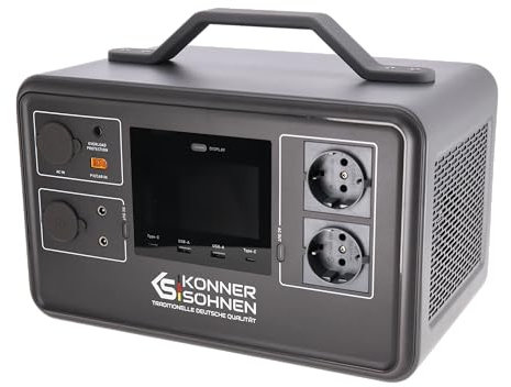 K&S Könner&Söhnen KS 1200PS Tragbare Powerstation 1200 W, Spitzenleistung 2400 W, Akkukapazität 1030 Wh, Solargenerator Akku mit LED-Display,Stromspeicher für Outdoor Camping,powerstation solar