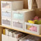 HOTOOLME Wardrobe Organiser Foldable Linen Storage Bins with Clear Window Fabric Storage Box Drawer Organiser for T-Shirts,Jeans,Underwear,4 Pack