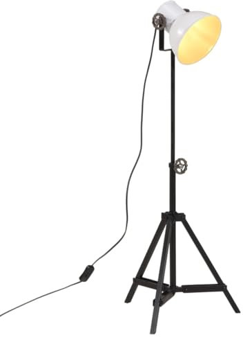 vidaXL Stehleuchte, Stehlampe für Wohnzimmer Esszimmer Büro, Standleuchte Verstellbares Design, Leselampe, Industrie-Stil, 25W Weiß E27