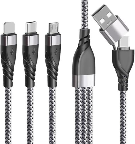 Benaewa Multi Charger Cable, 5 in 1 USB C Charging Cables, 1.2M Multiple Type C Connector for Iphone, Android Samsung, Nokia, LG, Kindle