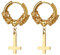 JewelryWe Petruskreuz Ohrringe für Herren Damen: Gold Edelstahl Wikinger Satanische Ohrringe Huggie Creolen mit Baumelnde Umgekehrt Upside Down Kreuz Gothic Vintage Ohrhänger Religiöses Schmuck