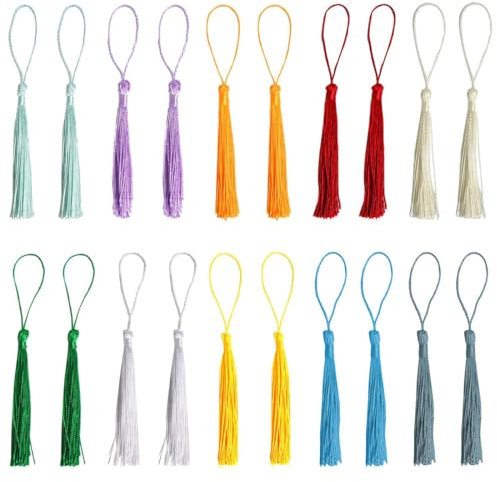 IBXWMNG 20x Mini-Quasten in 10 sanften Farben, handgefertigt und seidig weich - ideal für Schmuckherstellung, DIY Bastelprojekte, Lesezeichen und Wohnkultur, 2 Stück pro Farbe