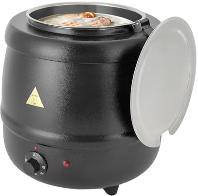 Suppentopf, 10L 400W Soup Kettle mit Edelstahl Einsatz und Deckel, Einstellbare Temperatur 35-80°C, für Soßen, Getränke, Suppen, Brei
