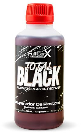 FULLCARX Total Black 250ml Super Brillant Pneu Rénovateur Plastique Voiture, Noir Intense Hydratant, Protection Durable, Rajeunit Plastiques Moulures Pneus, Produit Nettoyage Detailing Professionnel