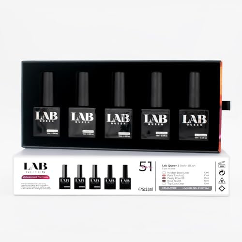 Lab Queen® | 5 in 1 | UV Nagellack Set – Gel Nagellack uv für Nägel, Hochwertige Gelnägel mit Gellack und Farbgel, Nagel Lacke für UV Lampe, Gel Nail Polish Set, Gellack uv Lack, Gel Polish