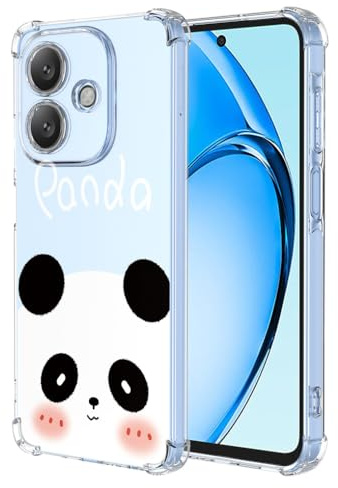 ILING Hülle für Oppo A40 4G / Oppo A40M / Oppo A60 5G, Ultradünne Elegant Blumen und Niedliches Cartoon Muster Damen Handyhülle, Weich Silikon Transparent TPU Stoßfeste Schutzhülle (Panda)