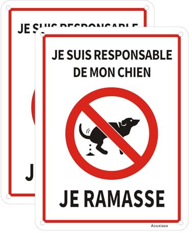 Acuxiaza 2 Pièces Panneau Crotte De Chien 15x20 cm Aluminium Panneau De Toilette pour Chien Panneaux Déjection Canine Panneaux D'Avertissement pour Chien, JE SUIS RESPONSABLE DE MON CHIEN, JE RAMASSE