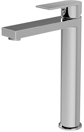 Balterley Tall Basin Mixer Tap, Mono Bathroom Taps, High Rise Monobloc Basin Sink Mixer Tap with Lever Handle, Round Body, Flat Square Spout Sink Taps for Cloakroom - 50 x 190 x 269mm (Chrome)
