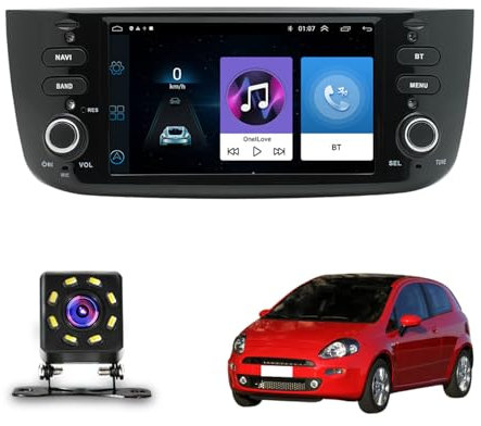 ASHOIH Autoradio con GPS per Fiat Punto Evo 2012 2013 2014 2015 – Bluetooth, Radio FM/AM, Connessione Wireless per Musica e Navigazione, Inclusa Telecamera Posteriore HD (4-Core 2+32GB)