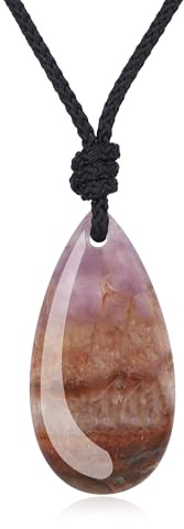 COAI Collana da Donna con Ciondolo Goccia di Agata Striata