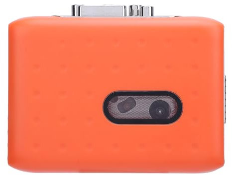 Lettore di Cassette, Registratore con Testina Magnetica, Convertitore Digitale Portatile da Cassetta USB C a MP3 con Microfono Incorporato e Jack per Cuffie, Arancione