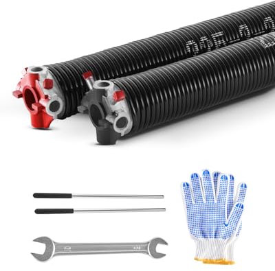 VEVOR Resortes de Torsión para Puertas de Garaje con Barras de Enrollado Antideslizantes y Guantes, Par de Φ5,72 x Φ50,8 x 610 mm, 16 000 Ciclos, Revestimiento Negro de Electroforesis para Reemplazo