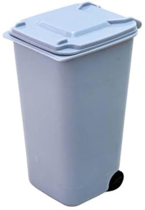 Qiebenav Small Desktop Trash Can, Mini Wheelie Paper Tin, Storage Bin, Desktop Organiser, Pen and Pencil Cup, Creative Blue