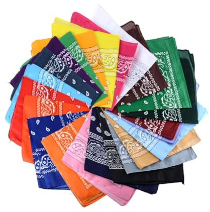 Boarle 23Pcs Bandanas mit Original Paisley Muster Farbe der Wahl Kopfbedeckung/Haar, Magic Outdoor Sport Bandana Original Paisley Muster Mehrfarbige Wahl Baumwolle Bandanas