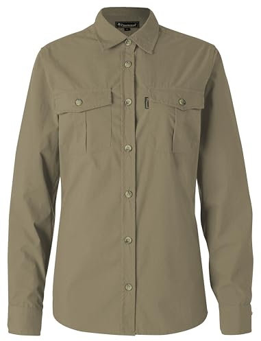Pinewood Damen Safari Langarmbluse - Hemdbluse Damen Langarm - Aus Einer schnelltrocknenden und weichen Polyester-Baumwoll-Mischung - Vielseitig einsetzbares Wanderhemd