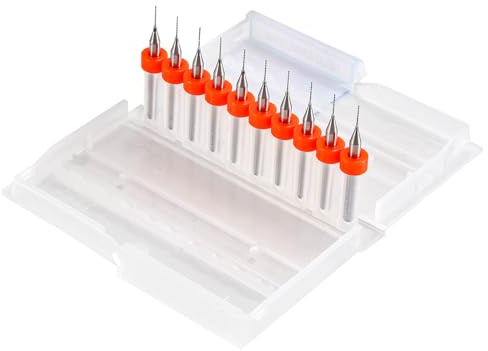 HOHXEN 10 Pièces Micro Forets en Tungstène, Forets pour PCB, Foret Micro pour la Fabrication de Bijoux, Artisanat, CNC, Travail du Bois, Trains Miniatures, Voitures, Bateaux -Diamètre de Coupe: 0.4mm