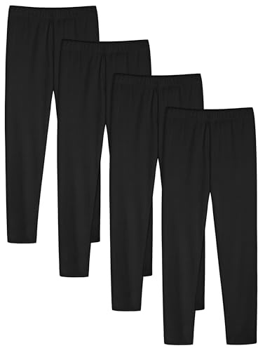 Ruisita 4er Pack Mädchen Leggings aus Baumwolle Weich Atmungsaktiv Dehnbar Lange Sport Yoga Hosen für Kinder Größe 110-164