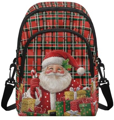 NETILGEN Kleine Umhängetasche mit Weihnachtsmotiv und verstellbarem Riemen für Damen, Reisen, Handy, Weihnachtsmann