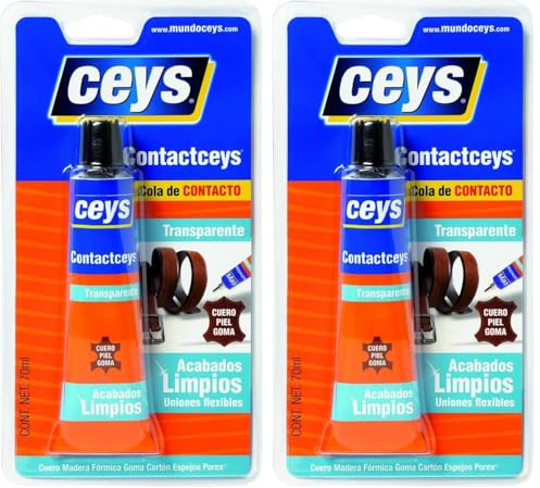 Ceys - ContactCeys Transparente - Formato blister 70 ml - Super resistente al calor y humedad - Pegado de piel (Paquete de 2)