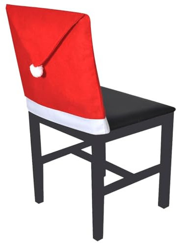 vidaXL 6x Stuhlhussen Weihnachten Nikolaus Weihnachtsmütze Stuhlüberzug Bezug