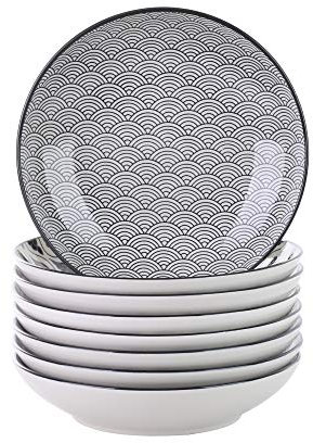 vancasso Haruka Porzellan Suppenteller, 8 tlg. Tiefteller, Ø 21,5 cm Teller Set,700ml