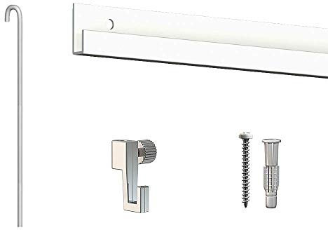 Artiteq - Cimaise Box Artiteq Classic ÉCO Blanc + tiges - 10 mètres - Kit accrochage Tableau - Lot de 100 Crochets OFFERTS