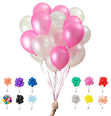 Rosa und weiße luftballons - 100% Reiner NATURLATEX - Premium Qualität - Latex Party Ballons - Metallic Ballon - Geburtstag Dekoration - Bunte Luftballons 100