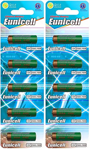 10 x 23A 12V Alkaline Batterien MN21, 23A, V23GA, L1028, A23 EINWEG Markenware Eunicell FBA