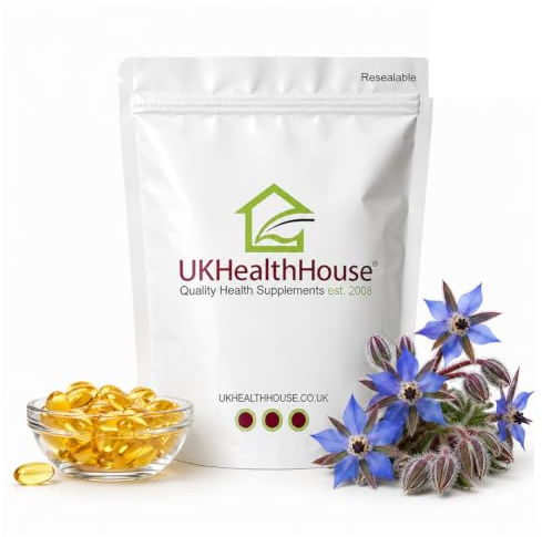 UKHealthHouse Premium - Starflower Oil-Borage Oil Capsules 1000mg x 240 High Strength Omega 6 Great for Skin Digestion Headaches Women’s Health & More