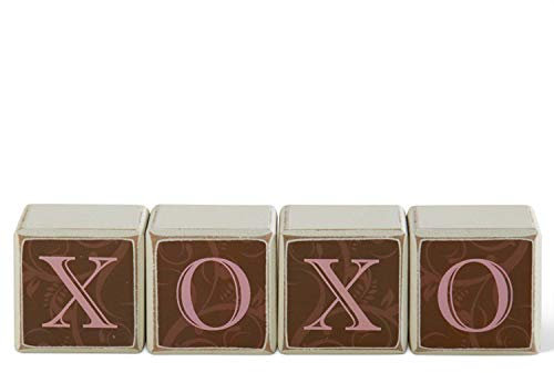 K&K Interiors 60042A-BR Braune XOXO Mini-Blöcke, Wood-MDF