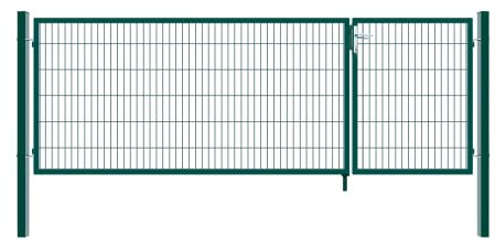 Home Deluxe - Doppelflügel Gartentor ADITUS - Grün, 180 x 350 cm - inkl. Griff, Schloss, Schlüsseln und Bodenverriegelung I Gartenpforte Einfahrtstor Hoftür