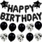 Geburtstagsdeko - Happy Birthday Girlande Schwarz, Folienballons, Ballon Banner, Luftballons, Konfetti Luftballons, Partydeko