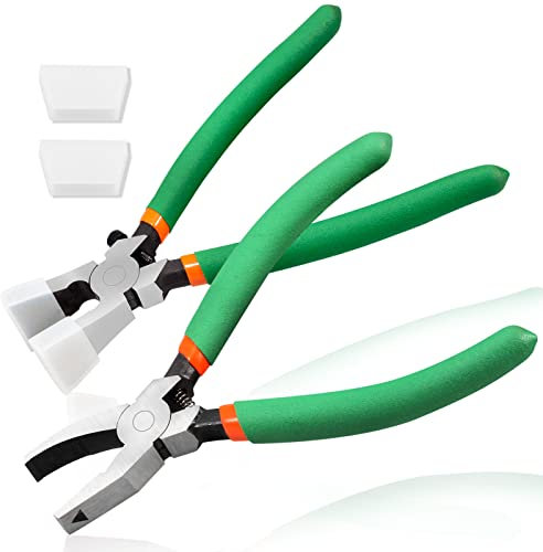 LEONTOOL Set di 2 pinze da corsa in vetro con 2 paia di punte in gomma di ricambio per portachiavi pinze per vetri colorati per il taglio del vetro