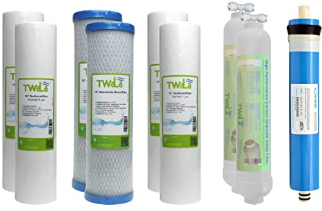 TWaLa Marken Osmose Ersatzfilter Set 10 Zoll mit Membrane 75 GPD (1 Jahr Vorfilter + Membrane + Nachfilter)